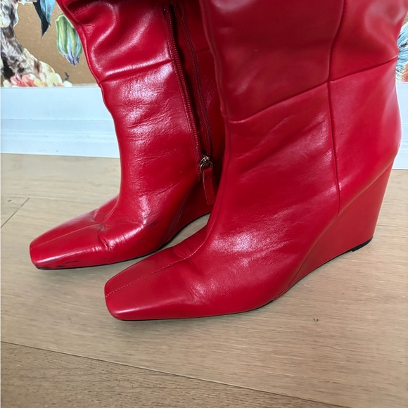 Zara limited edition red leather boots - Picture 4 of 6